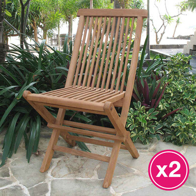 Lot De 2 Chaises Pliantes En Teck BORNEO OOGarden