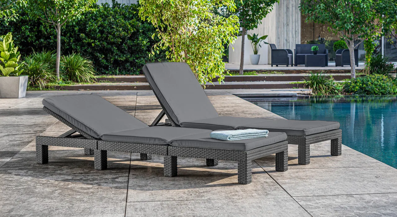 Chaise Longue Allibert Sunl Ounger - Transat Jardin Graphite 58x187cm Résistant Aux UV