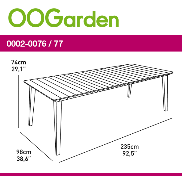 Table de jardin résine extensible 240 cm graphite - OOGarden