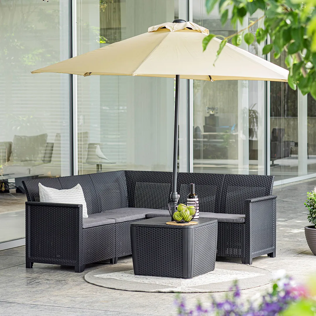 Beistelltisch aus Kunststoff mit Sonnenschirmloch PATIO