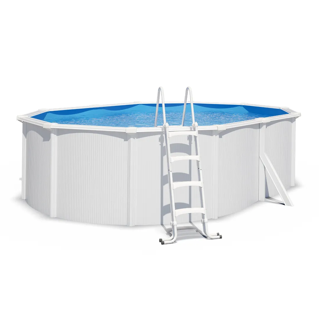 Piscine Acier Ovale Blanche 515x390x120 cm Filtration à Cartouche