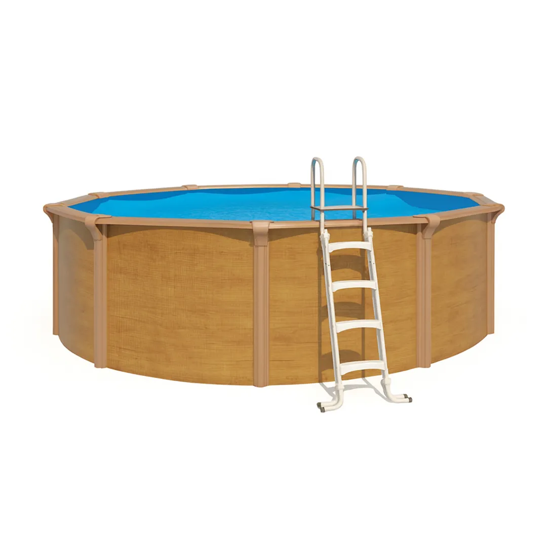 Piscine Ronde Acier Aspect Bois Ã4,90 m x 1.32m Filtre Aqualoon 6m3 h