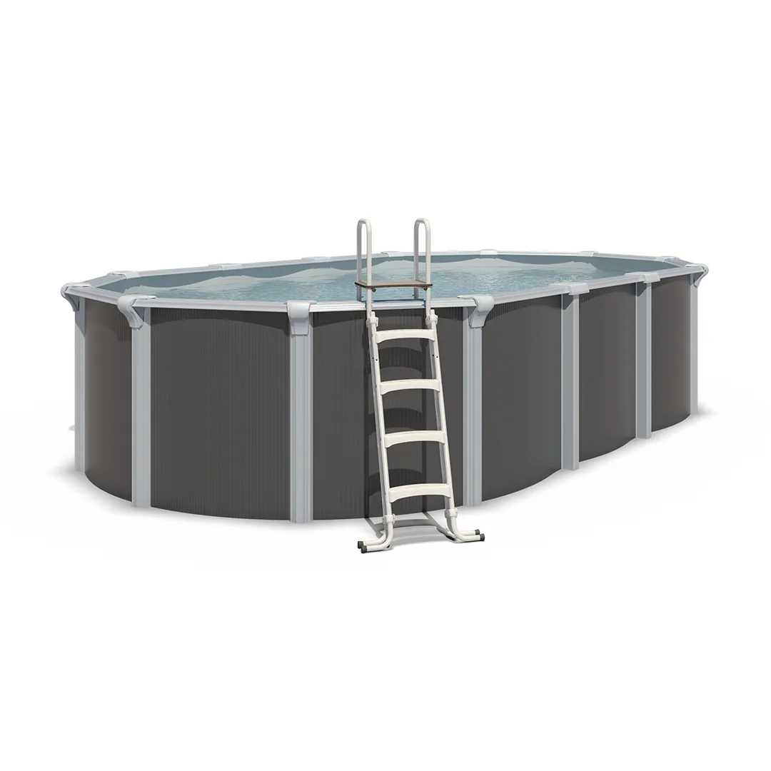 Piscine Ovale Acier Anthracite 5,20 x 3,95 m Filtre Aqualoon 6m3 h