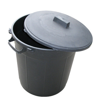 Mülleimer aus Kunststoff Schwarz 80 Liter mit Deckel - OOGarden