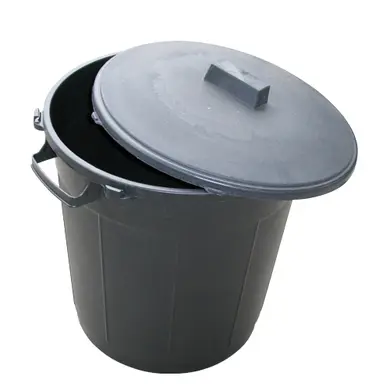 Mülleimer aus Kunststoff Schwarz 80 Liter mit Deckel