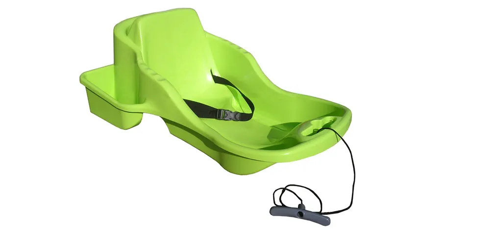 Grüner Baby Schlitten mit Gurt