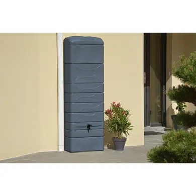 Set mit 2 Regenwasser Wandtanks anthrazit 300 Liter + Anschlusskit gratis - 