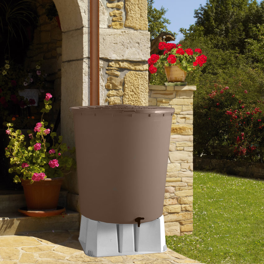 Regenwassertonne rund taupe 350 L - OOGarden