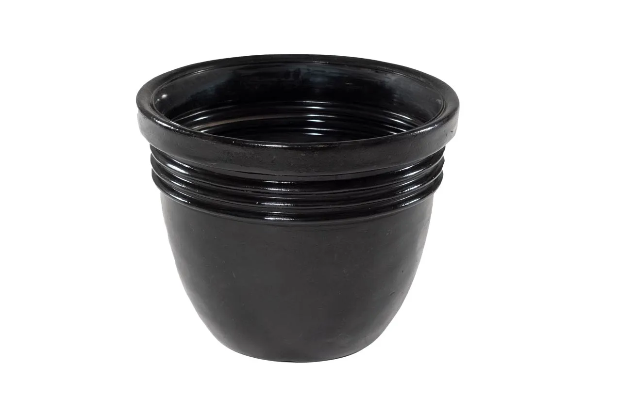Pot de fleurs rond en plastique BOMBAY D.50 cm 25L Noir