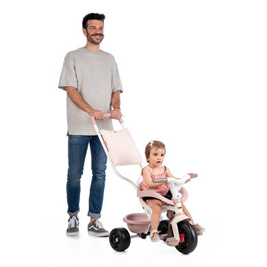 Tricycle Évolutif Smoby Be Fun - Pour Enfant Dès 15 Mois - Canne Parentale Amovible - Coloris Rose
