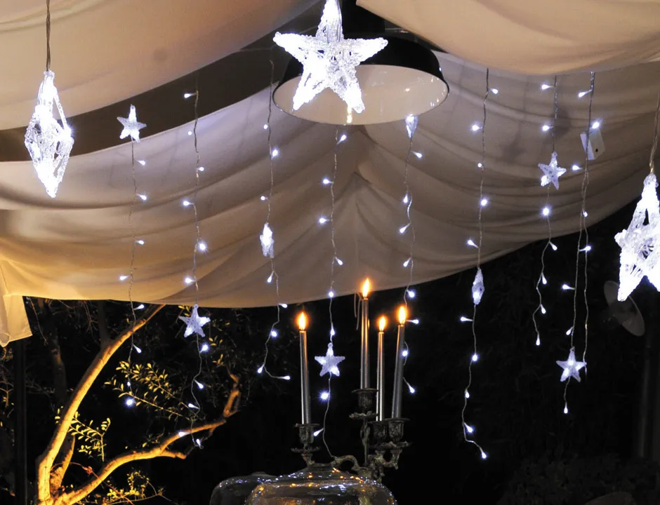 Vorhang LED Lichterkette mit 8 Reihen Sterne