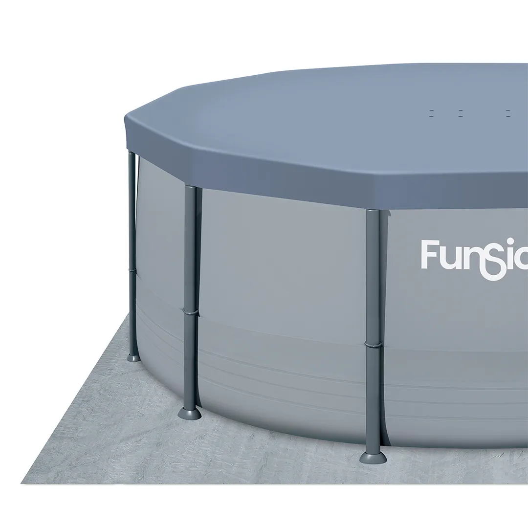 Piscine Tubulaire Ronde Grise 3,66x1,22m Filtre à Cartouche Echelle