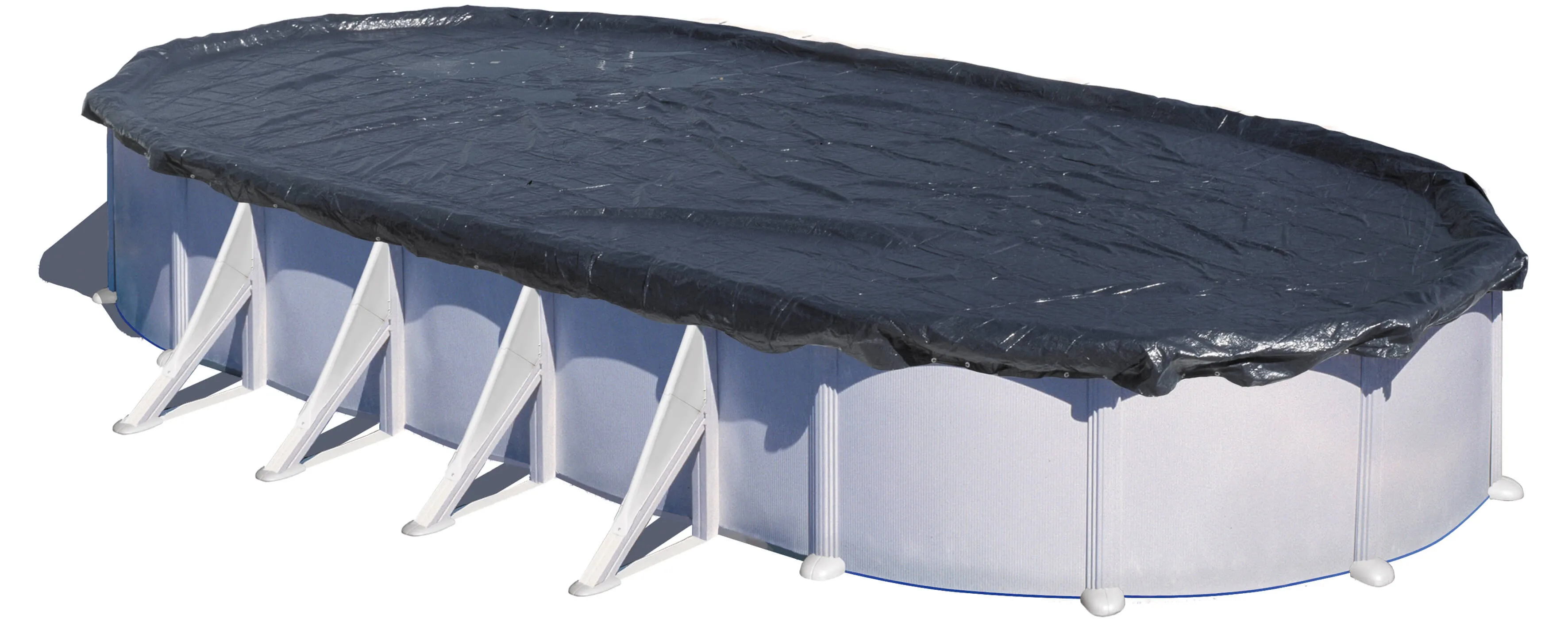 Bâche de protection 6,80 x 4,60m pour piscine acier ovale 6,10 x 3,75m