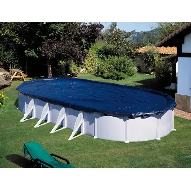 Bâche Hivernage Piscine Rectangulaire TERRE JARDIN - 10,5x5,5m, Polyéthylène 140g/m² - Protection Anti-UV, Filet Écoulement