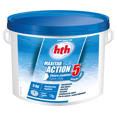 Chlore hth maxitab action 5 spécial liner galets 200g