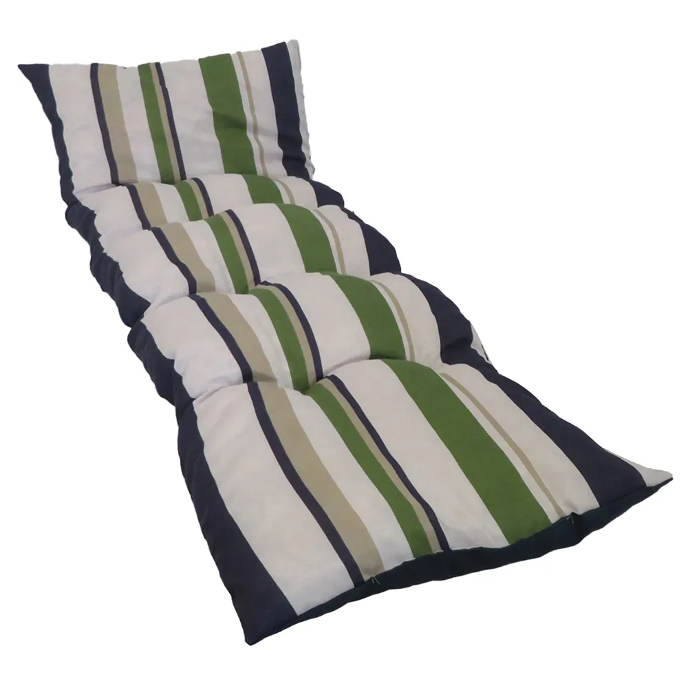 Coussin floconnÃ© pour bain de soleil Ã  rayures MARYLAND   Blanc