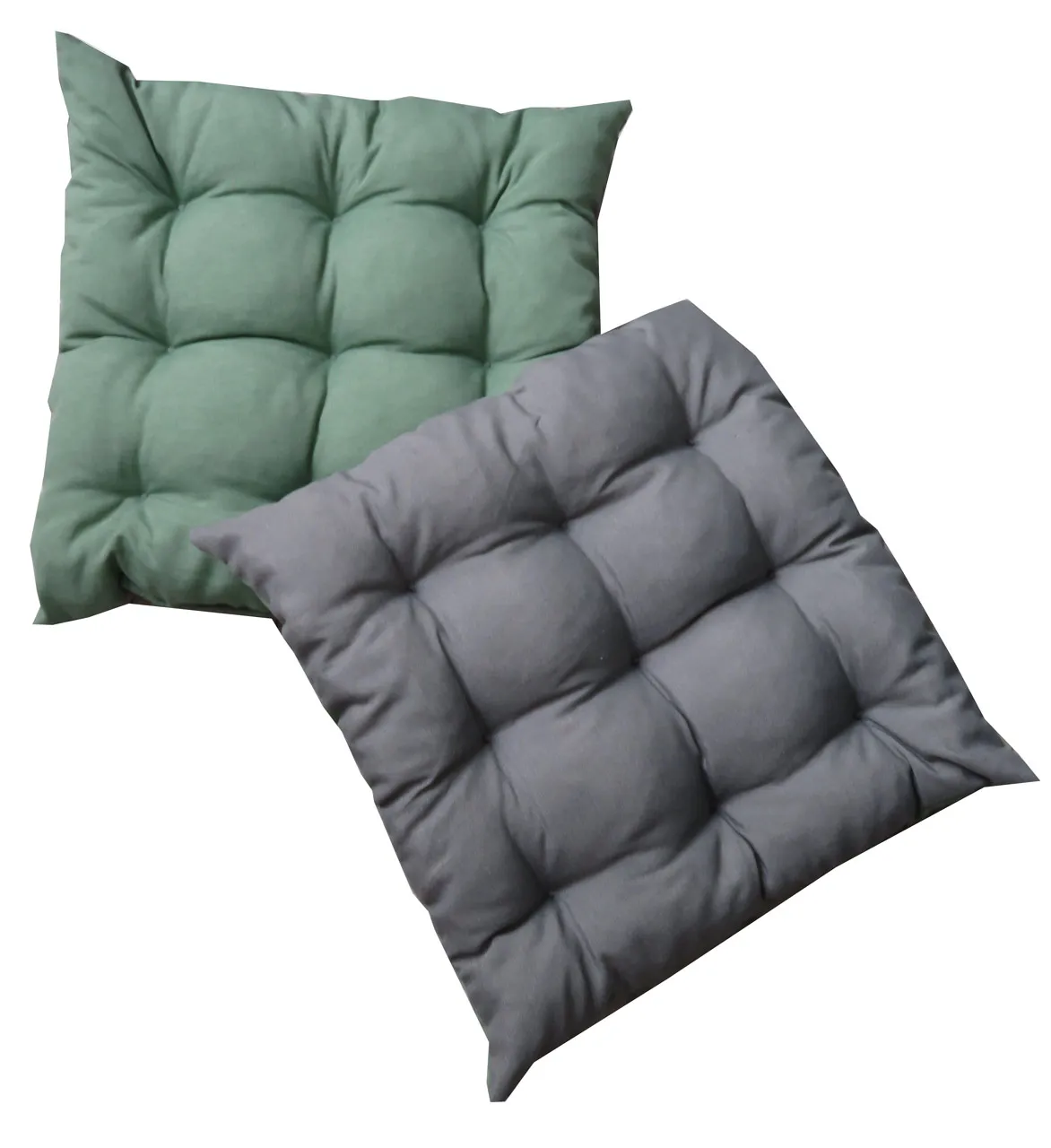 Lot de 2 coussins d'assises floconnÃ©s 9 capitons BICOLORS