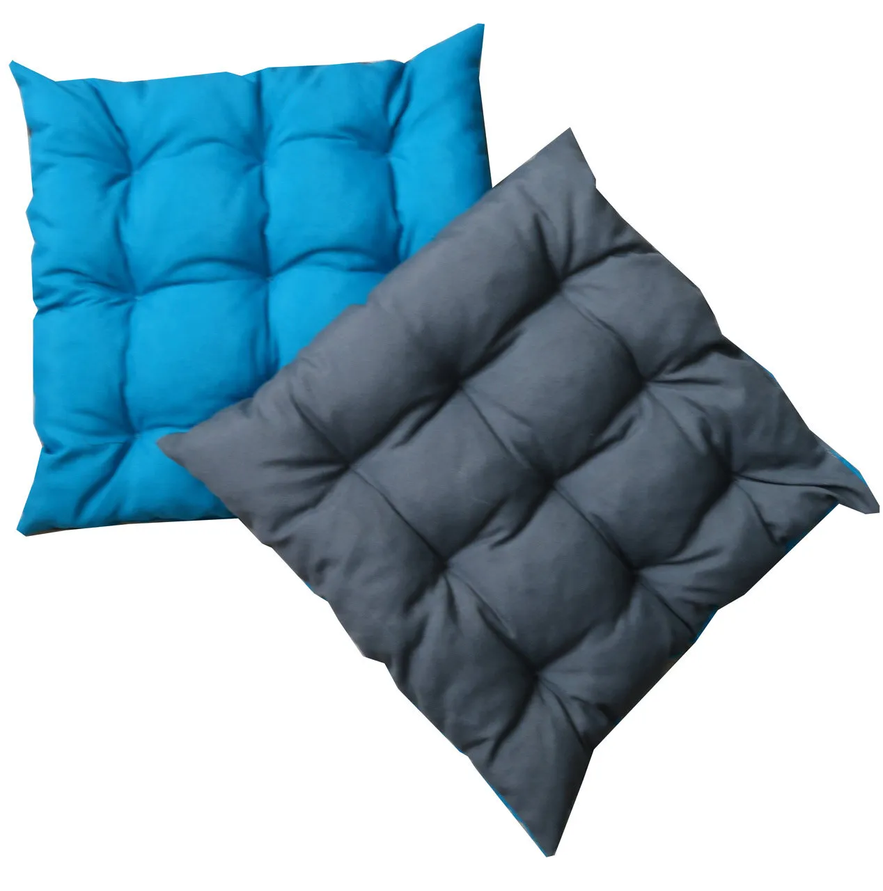 Lot de 2 coussins d'assises floconnÃ©s 9 capitons BICOLORS