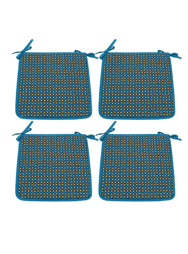 4 coussins de chaise DOUALA bleu canard