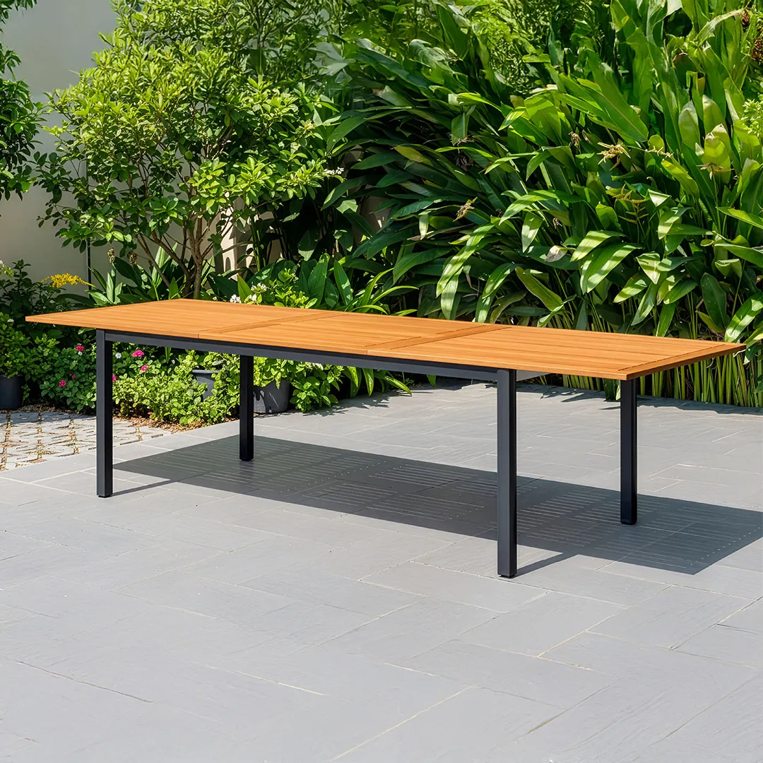 Table NATUREA extensible en aluminium et eucalyptus clair 2 3m
