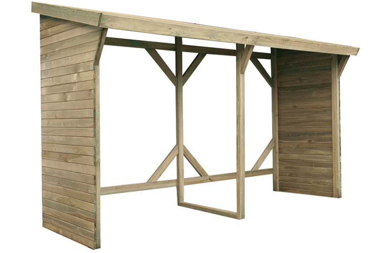 Abri bûche en bois avec armoire de jardin 254 x 96 x 193 cm - Manubricole