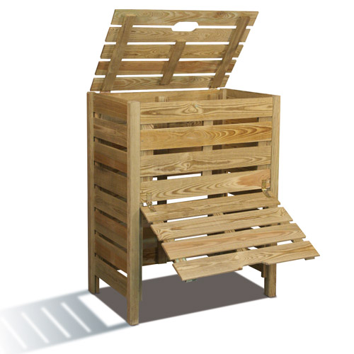Composteur en bois (L x l X H: 100 x 100 x 60 cm, 600 l)