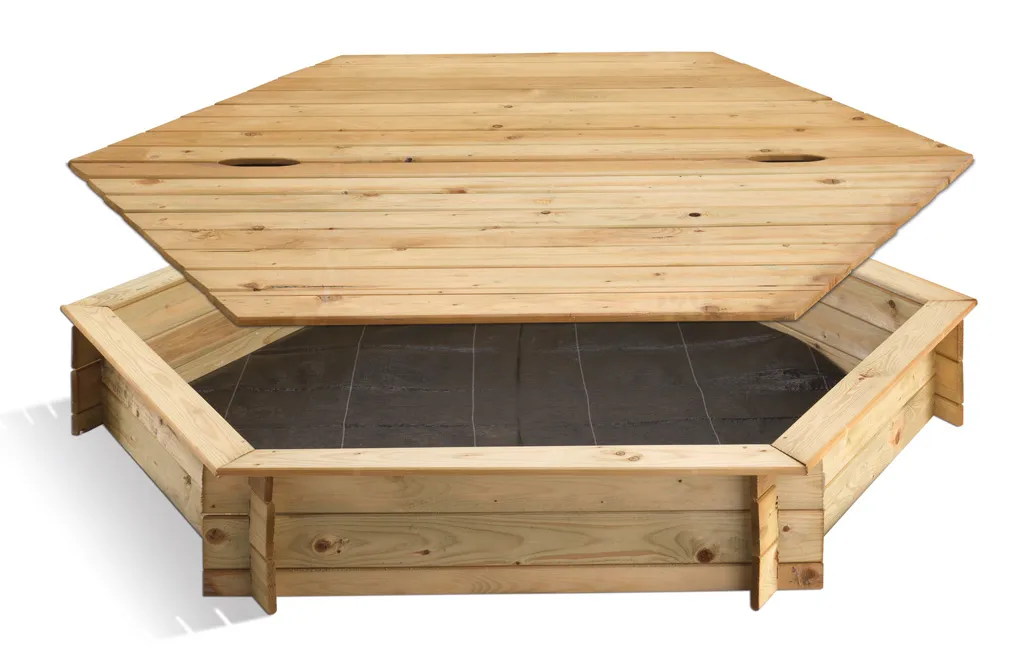 Bac Ã  sable en bois hexagonal avec couvercle