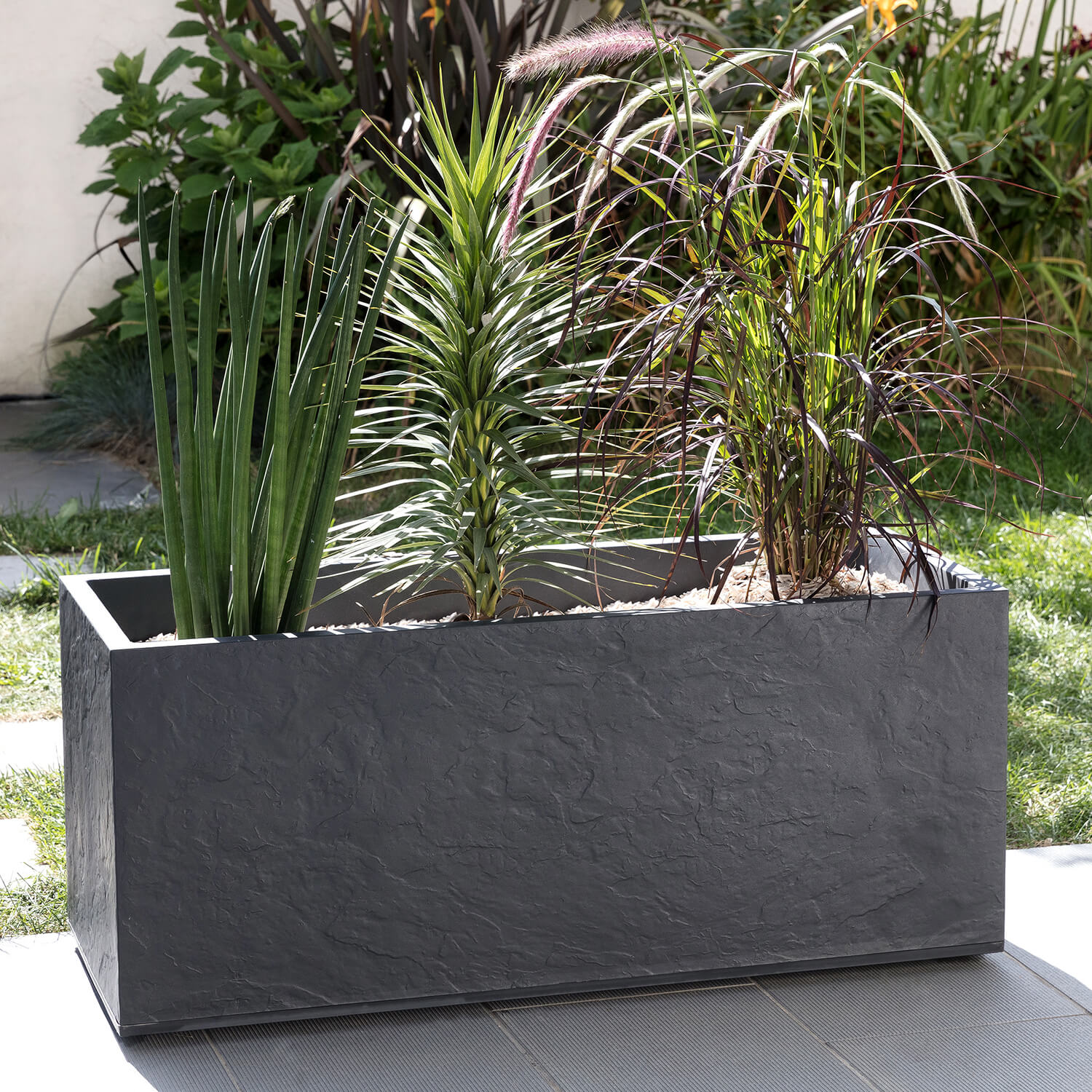 Jardinière muret VOLCANIA L100 cm Anthracite 98L OOGarden