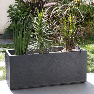 blumenkasten ton 60 cm RECTO 60 Rusty  Blumenkasten Outdoor 60x40x40 cm Naturschiefer Braun   CLIMAQUA