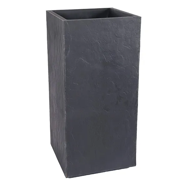 Pot carré haut VOLCANIA L 40 x H 80 cm Anthracite 31L