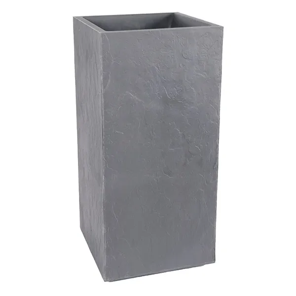 Pot carré haut VOLCANIA L 40 cm x H 80 cm Gris galet 31L