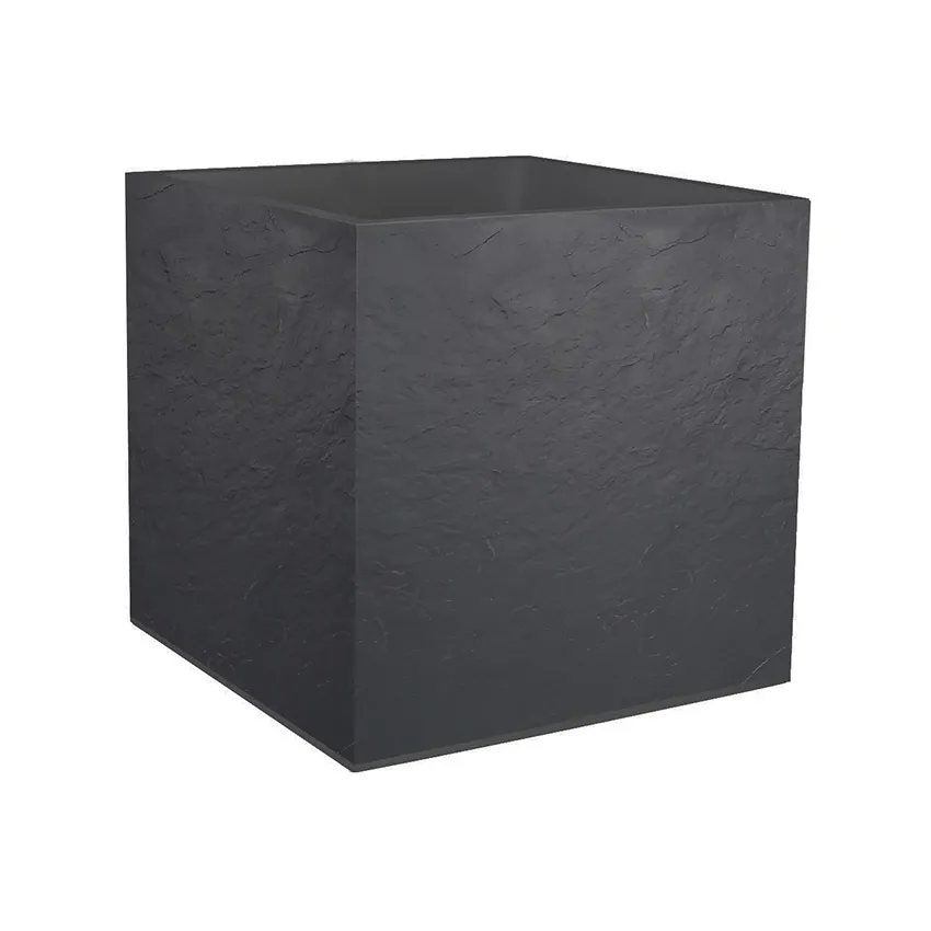 Pot carré VOLCANIA L.50 x H.50 cm Anthracite 57L