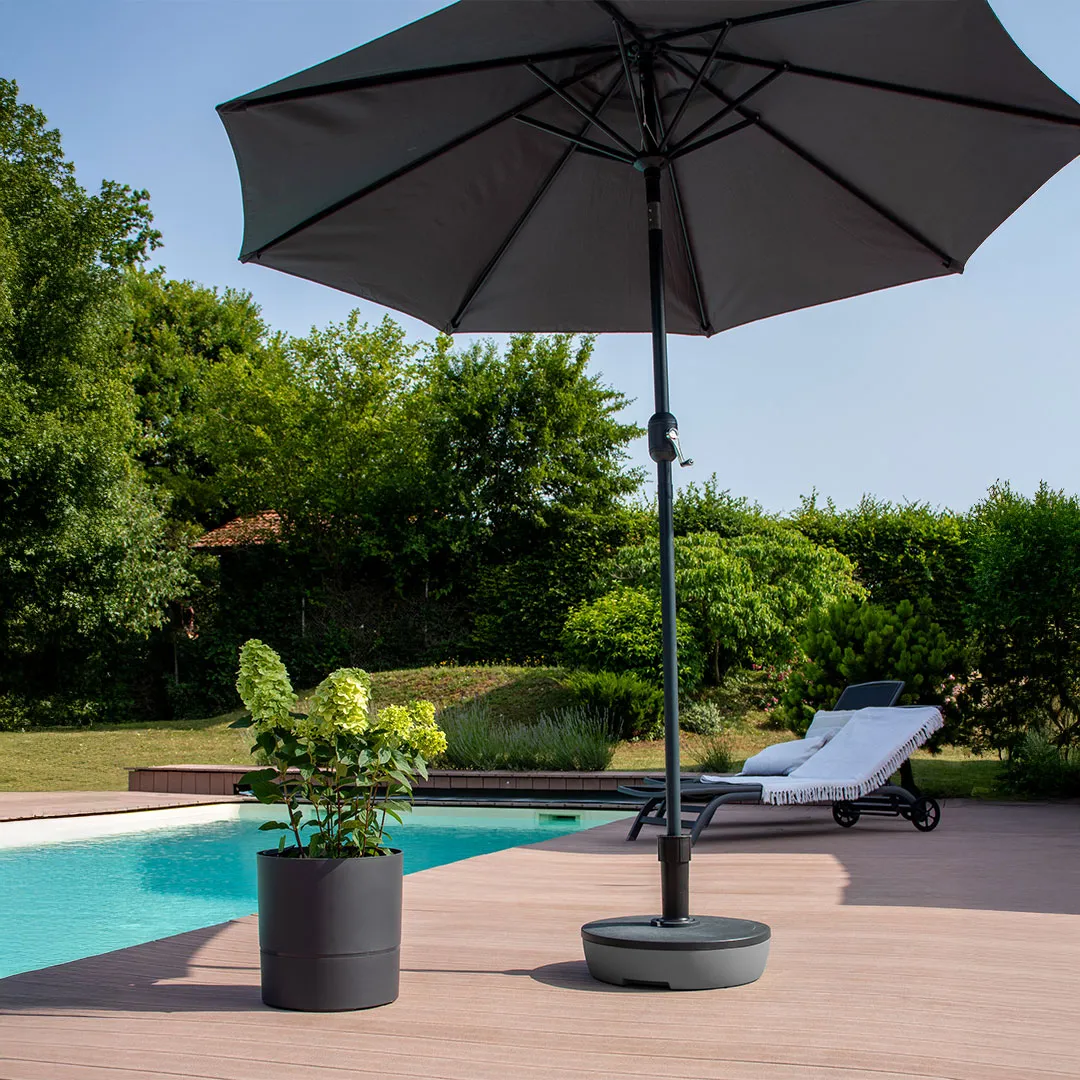 Pied de Parasol Rond Gris FoncÃ©   Gris BÃ©ton - StabilitÃ© et Confort