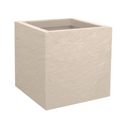 Pot carré VOLCANIA'UP beige calcaire L.30 cm - EDA