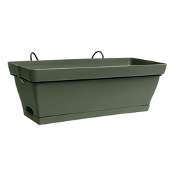 Jardiniere ROMEO 50cm avec support et plateau clipsé vert kaki - EDA