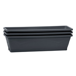 Lot de 3 Jardinieres SYMPHONIE 50cm avec plateau gris anthracite - EDA