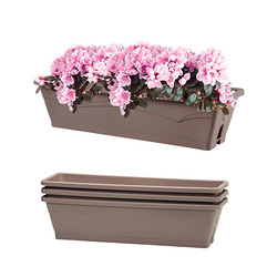 Lot de 3 Jardinieres SYMPHONIE 50cm avec plateau taupe - EDA