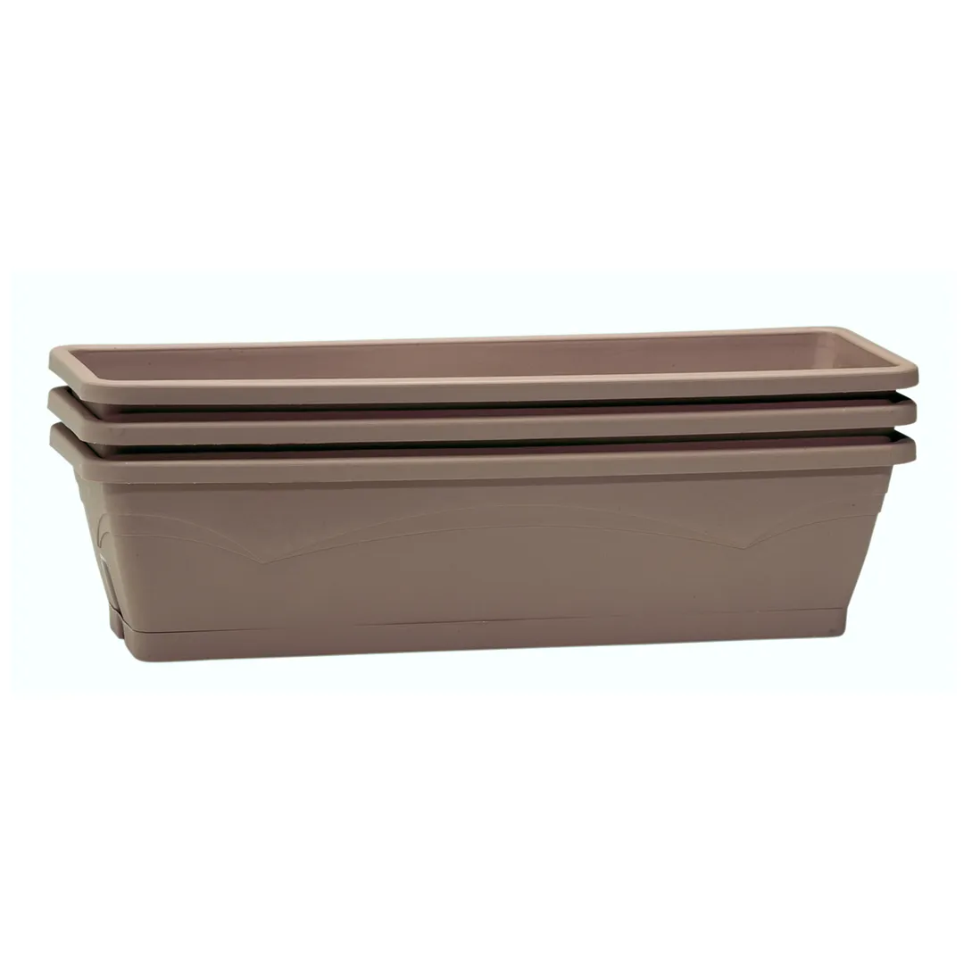 Lot de 3 Jardinieres SYMPHONIE 50cm avec plateau taupe