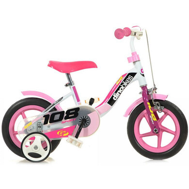 Vélo 10 pouces pour filles blanc et rose avec 1 frein