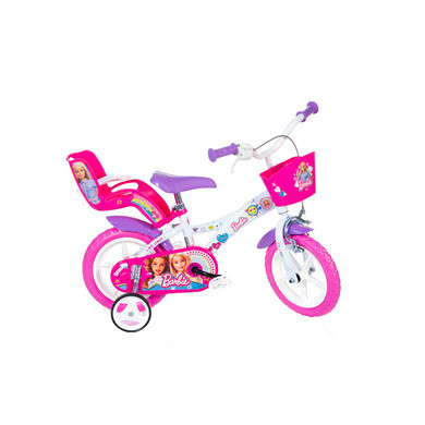 Vélo enfant 12 pouces barbie avec porte doudou et panier