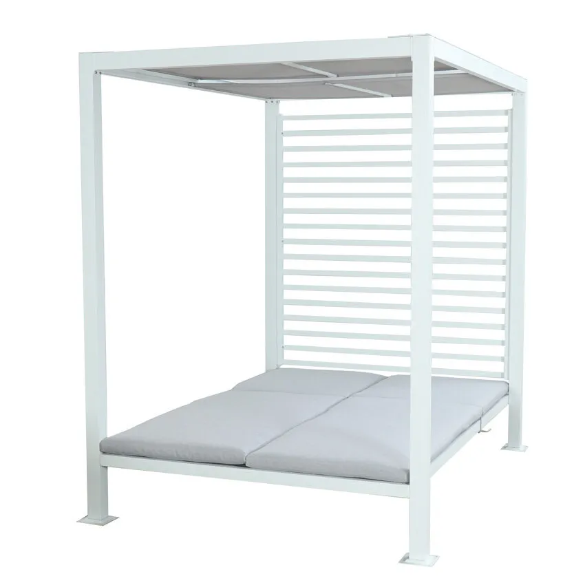 Lit de soleil double en aluminium blanc mate MARADOL