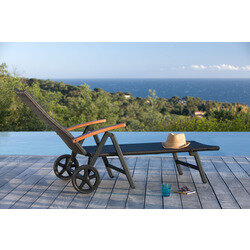 Bain de soleil BARCELONA avec roues en Résine - Coloris Chocolat - OOGarden