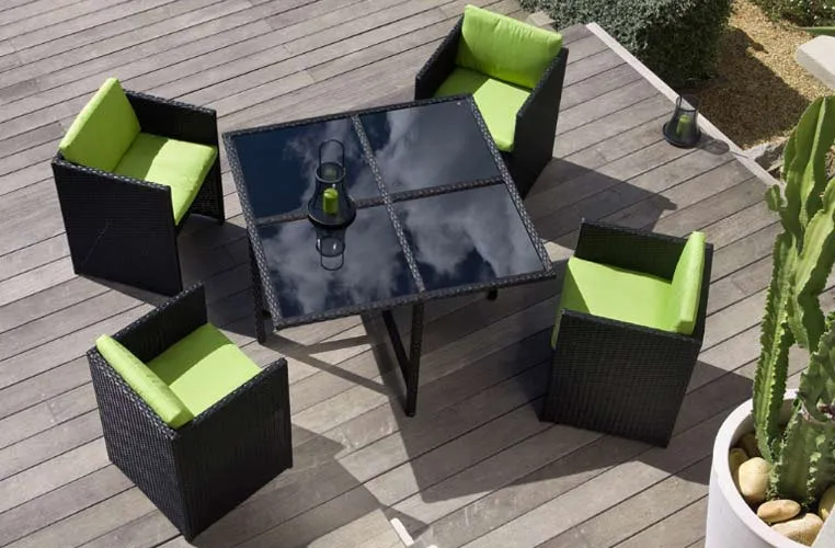 Salon de jardin : PRIMO OTTOMAN 4 places en RÃ©sine TressÃ©e