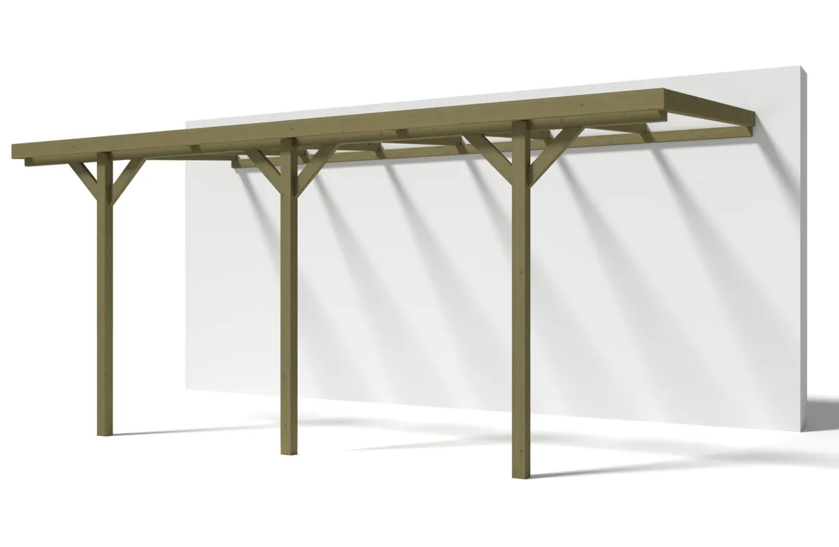 Carport bois adossÃ© DAKAR 15mÂ²   Poteaux 9 x 9 cm