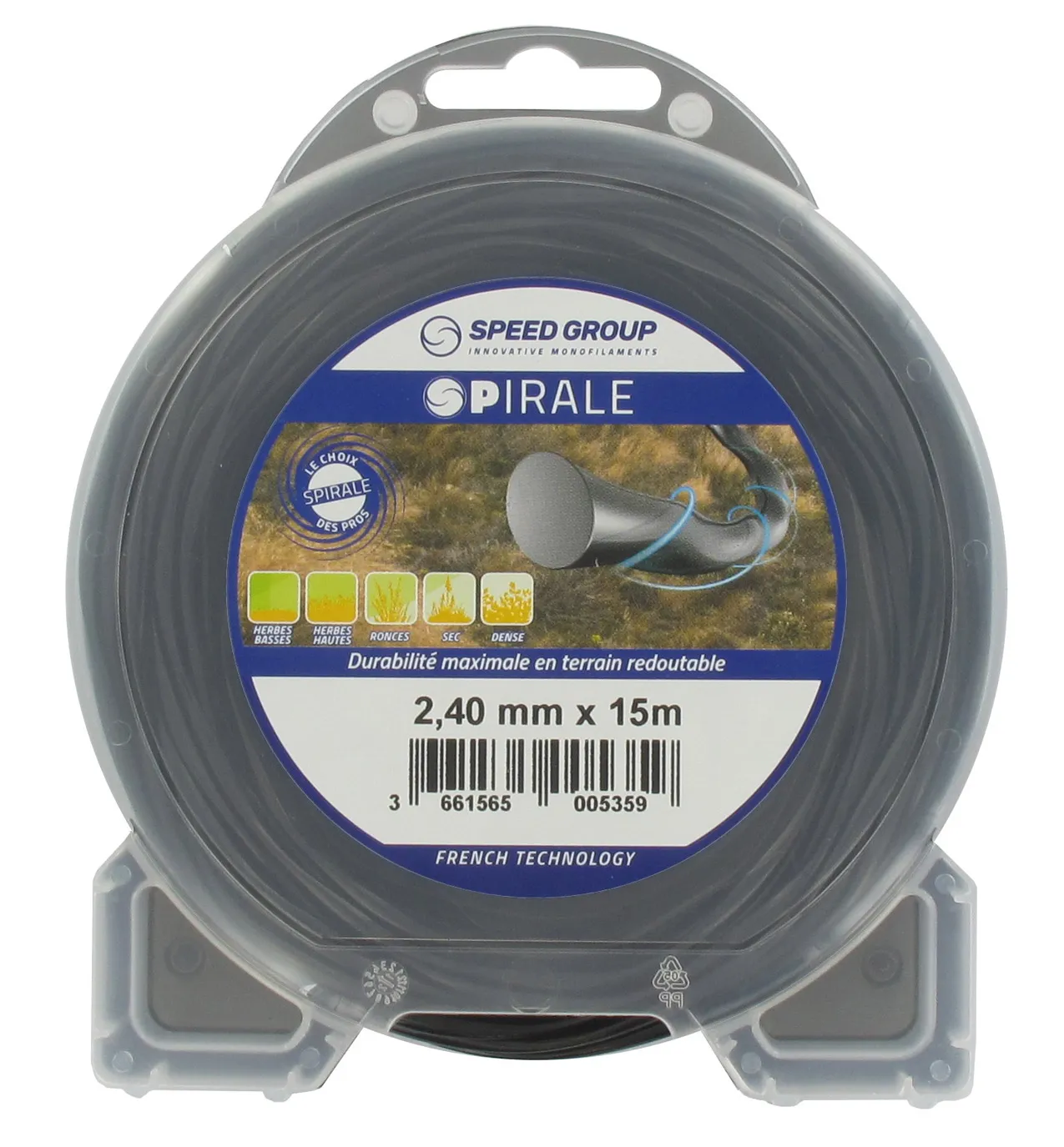 Bobine de fil nylon en Spirale bobine 15m et Diamètre 2,4 mm