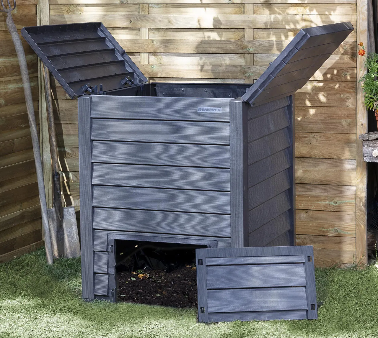 Composteur 400L Thermo Wood Anthracite avec Grille de Fond