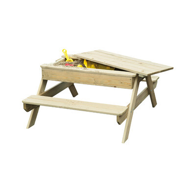 Table de pique nique bois avec bac à sable intégré