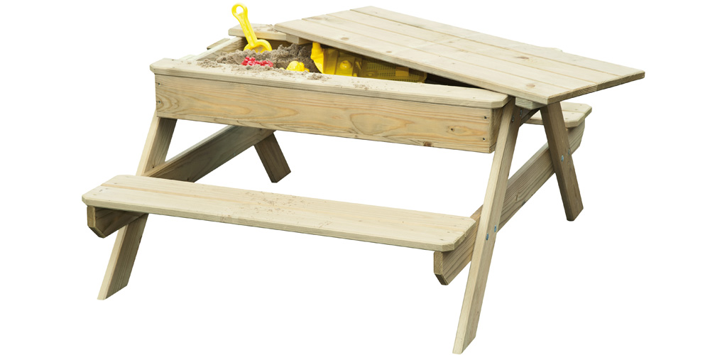 Harriet Bee Table De Pique-nique En Bois Convertible 3 En 1 Pour Enfants Avec Parasol Pour Jouer Au Sable Et A Leau C113521402