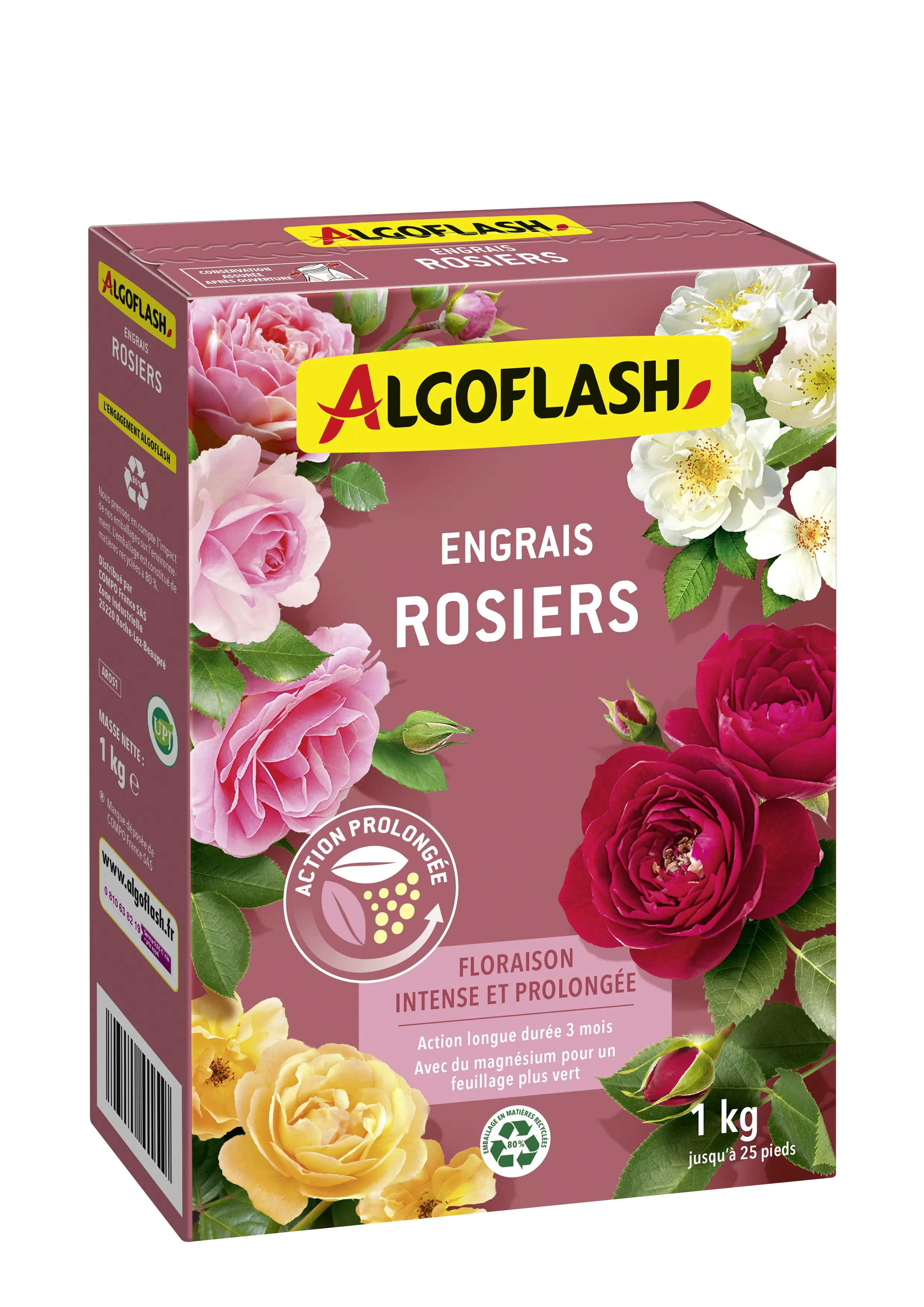 Engrais Rosiers Action ProlongÃ©e 1KG ALGOFLASH - Floraison Abondante