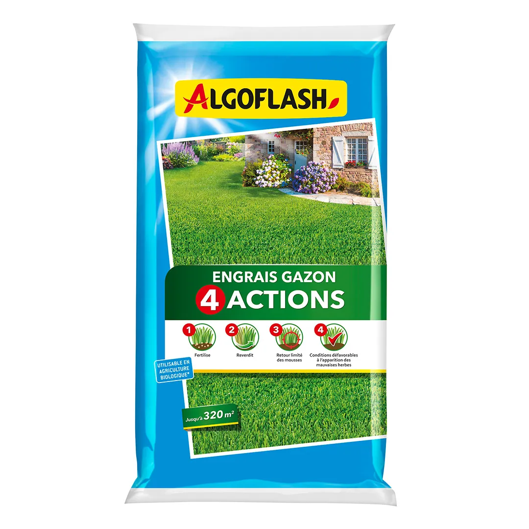 Engrais gazon 4 actions 16 kg pour 320 m² UAB